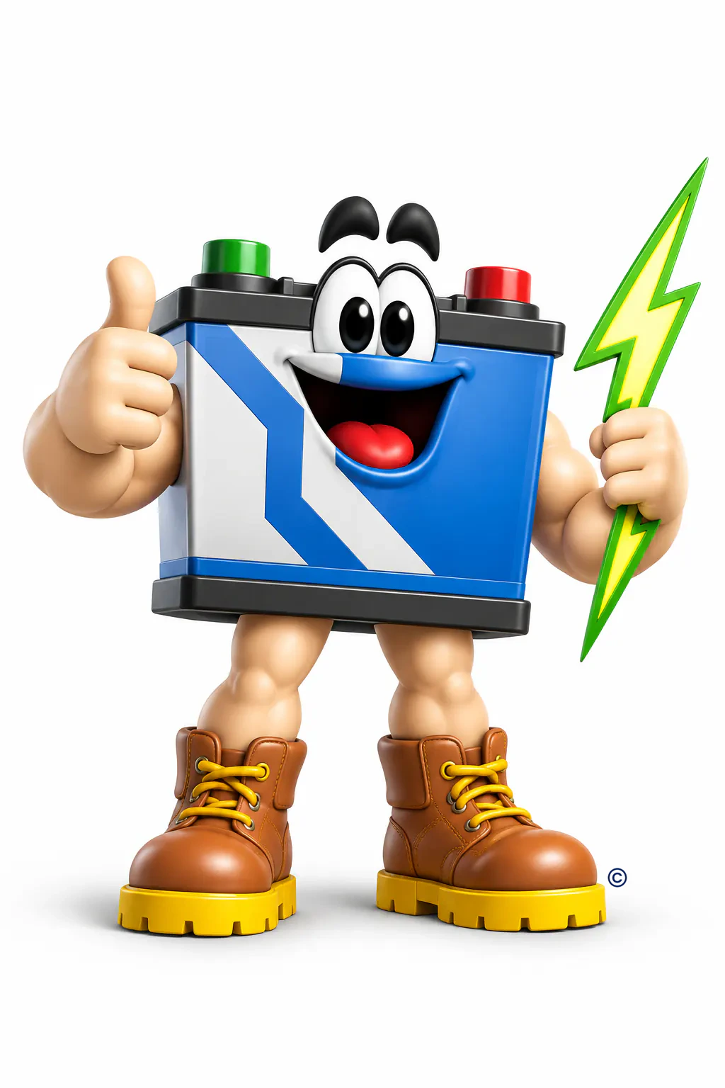 El personaje de la batería Robinson, listo para ayudarte